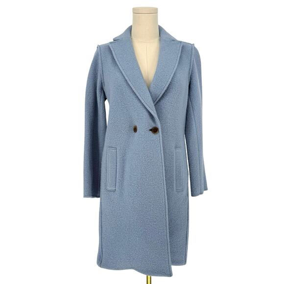 J.Crew Italian Boiled Wool Daphne Top Coat Light Blue Mid Length Women's Size 0 - Picture 1 of 8